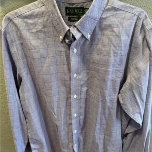 Ralph Lauren Men's Purple Plaid Shirt non iron dress shirt 16 34/35 micro check